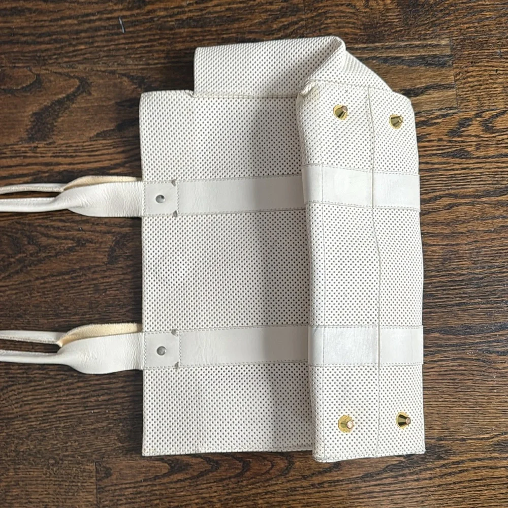 Cream Perforated Tote Bag - Unbranded